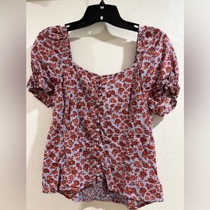 Floral summer button down top